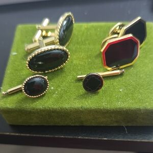 Elegant Gold and Black Cufflinks Set